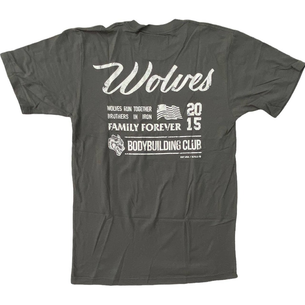 Darc Sport Men's Wolves Run The World Distressed Print Tee T-Shirt - Olive